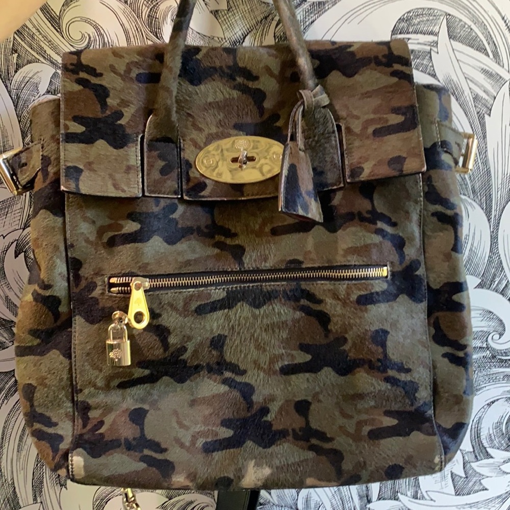 Mulberry camo calf hair convertible bag